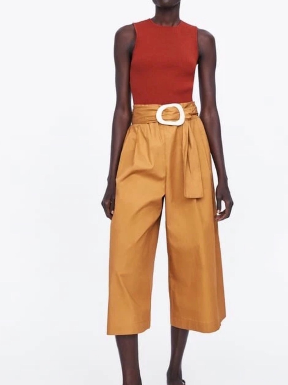 Zara Wide-Leg Belted Culotte Pants – Size M